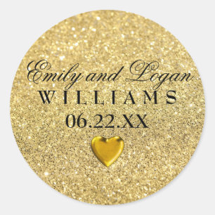 Sticker Mariage Gold Bride Groom avec coeur