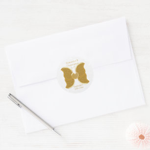 Sticker mariage Gold Butterfly Heart Design