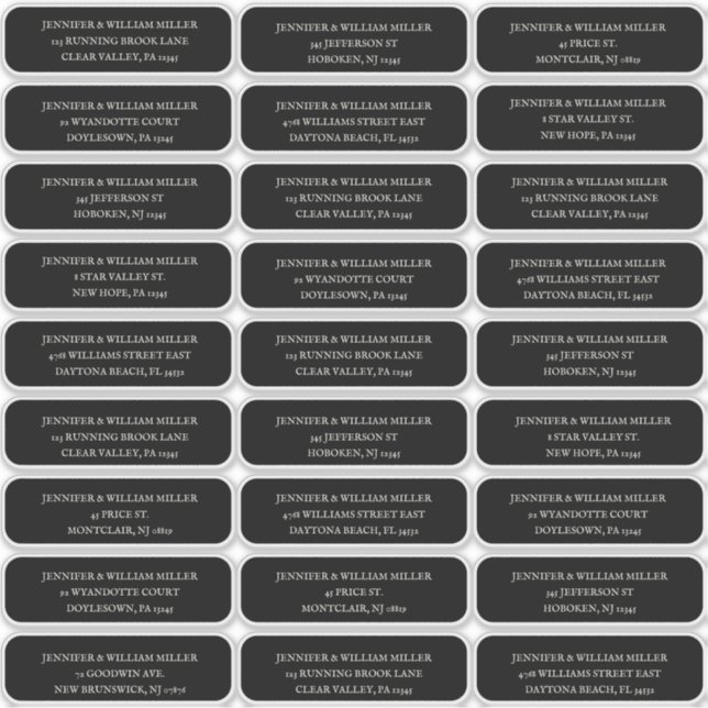 Sticker Mariage gothique blanc sur Black Adresse d'invité (Devant)