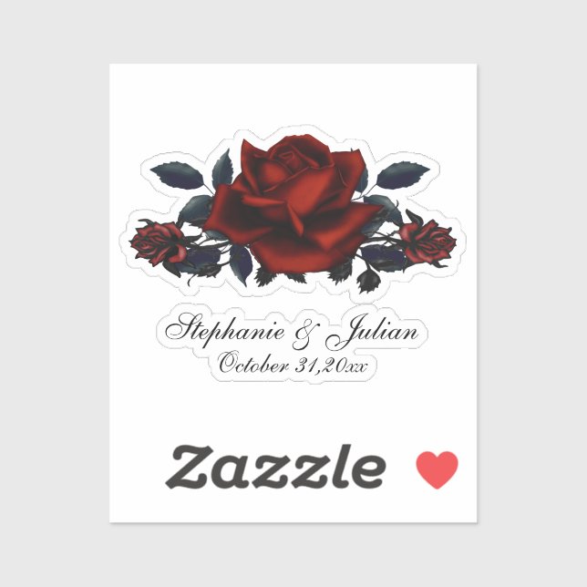 Sticker Mariage gothique des roses rouges (Feuille)