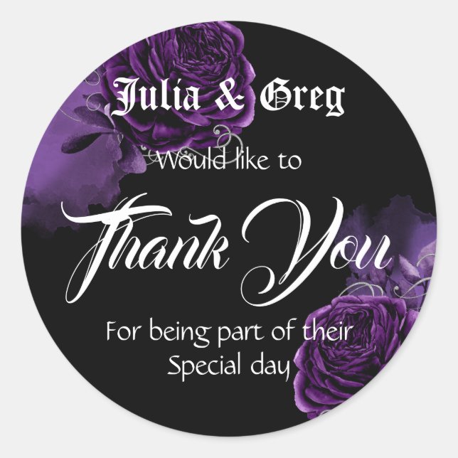 Sticker Mariage gothique violet et noir (Devant)