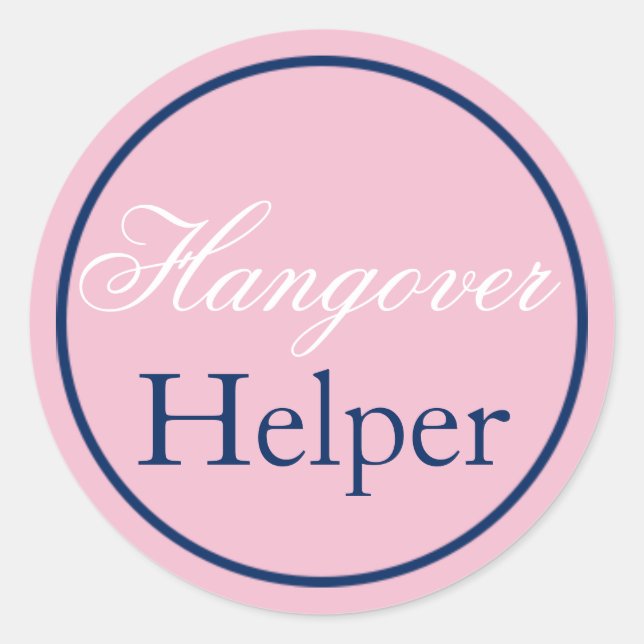 Sticker Mariage "Hangover Helper" rose vierge/mari (Devant)