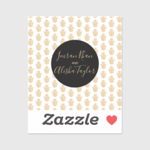 Sticker Mariage indien Gold hamsa Henna Faire-part