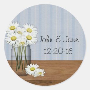 Sticker Mariage Mason Jar Daisies