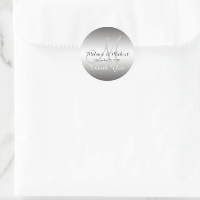 Sticker Mariage Merci argent Monogram (Créateur téléchargé)