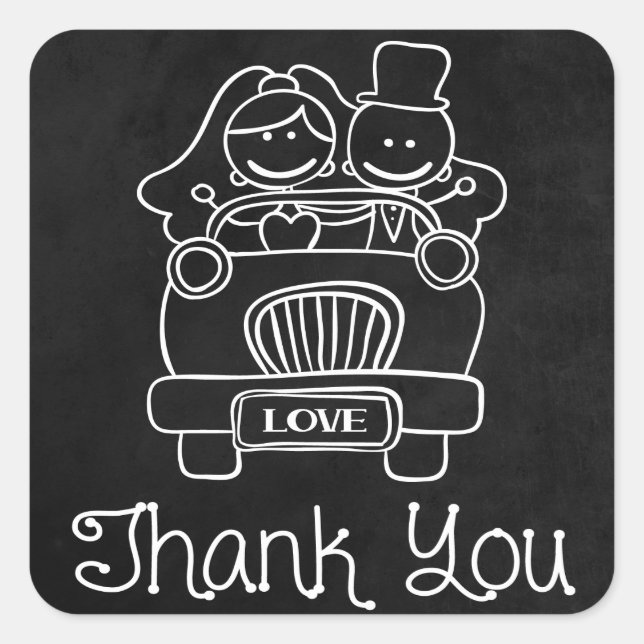 Sticker Mariage Merci Chalkboard Bride & Groom (Devant)
