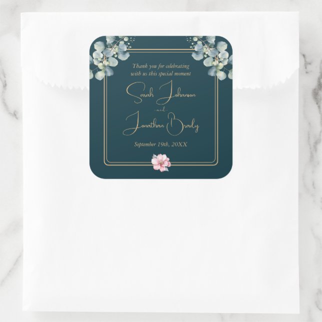 Sticker Mariage Merci Floral Eucalyptus (Sac)