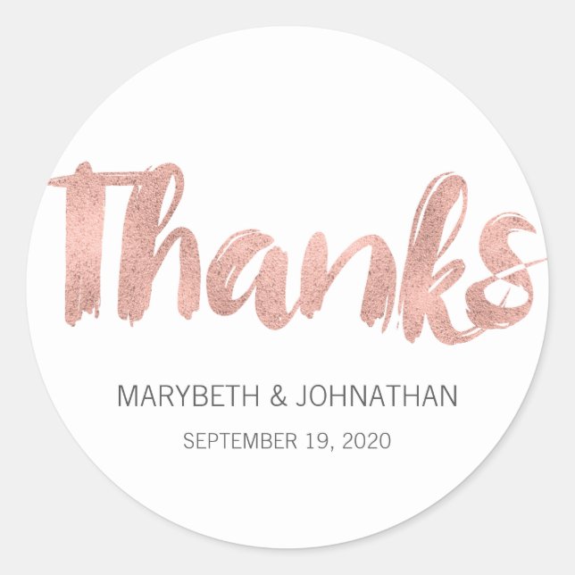 Sticker Mariage Merci Rose moderne Gold Love (Devant)
