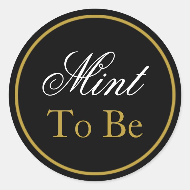 Sticker Mariage "Mint to Be" - Black Gold (Devant)