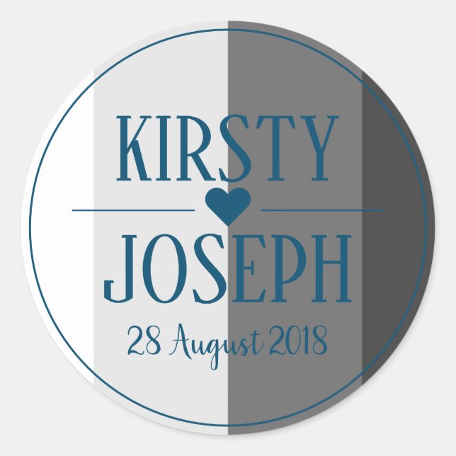 Sticker Mariage moderne classique gris bleu (Devant)