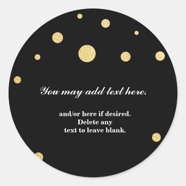 Sticker Mariage moderne Gold Foil Dot noir (Devant)