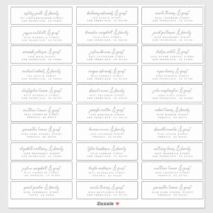 Sticker Mariage Moderne Simple Chic Invité Noms et Adresse
