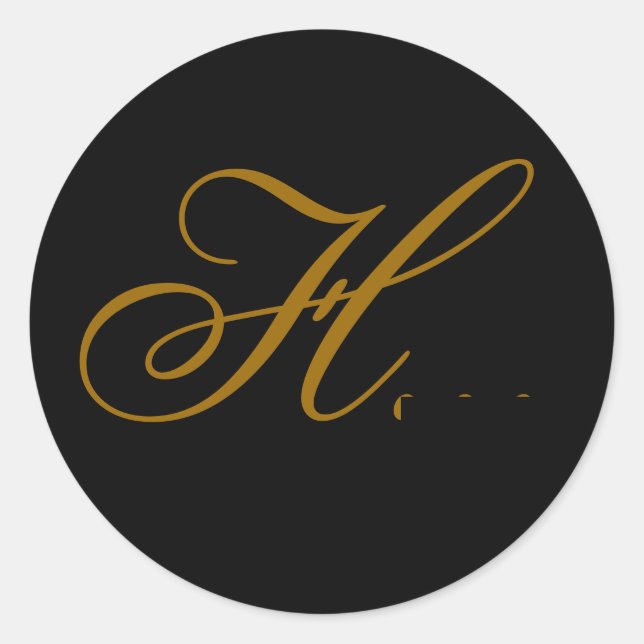 Sticker mariage Monogram H Gold & Black Seal (Devant)