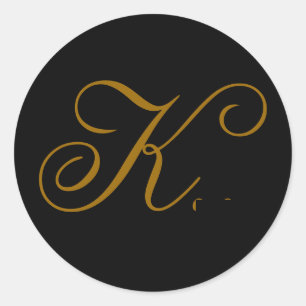 Sticker mariage Monogram K Gold & Black Seal