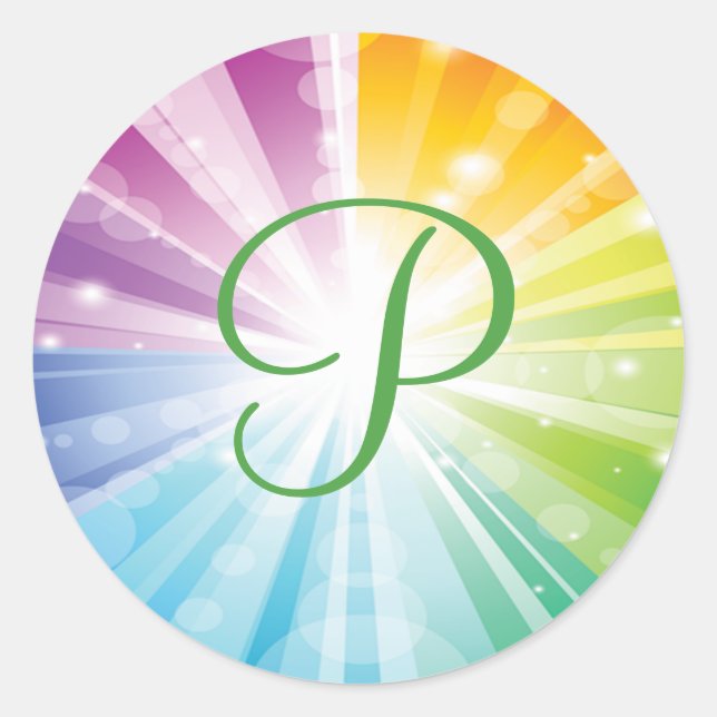 Sticker Mariage Monogram Rainbow Strited Sunburst (Devant)