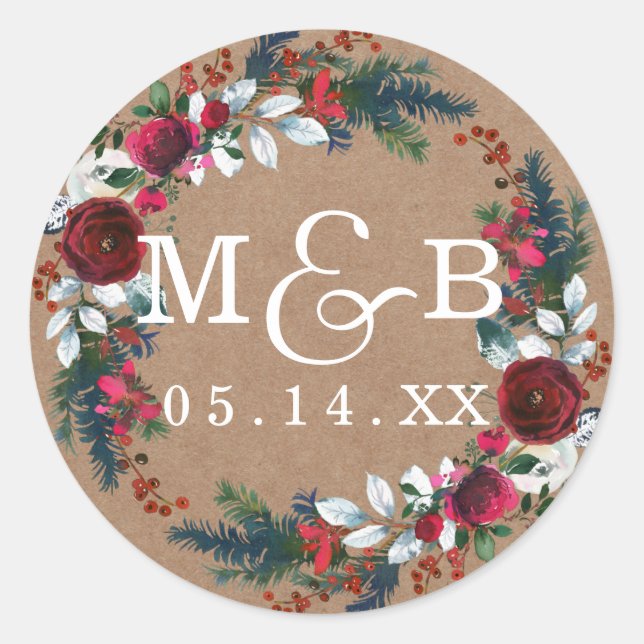 Sticker Mariage Monogramme de fleurs (Devant)