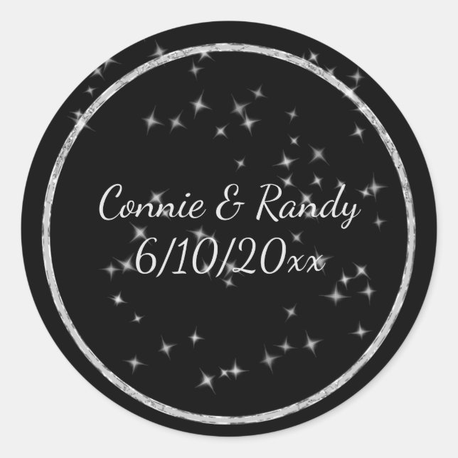 Sticker Mariage Monogramme noir et argent (Devant)
