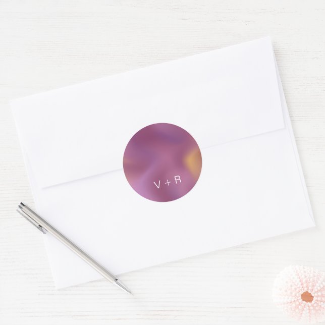 Sticker Mariage Monogramme Ombre Métallique Modern (Enveloppe)