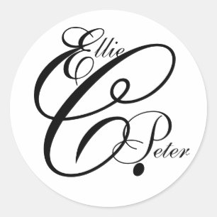Sticker Mariage Monogramme Trois lettres et noms