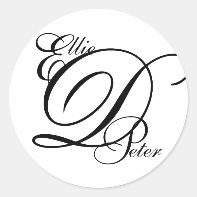 Sticker Mariage Monogramme Trois lettres et noms (Devant)