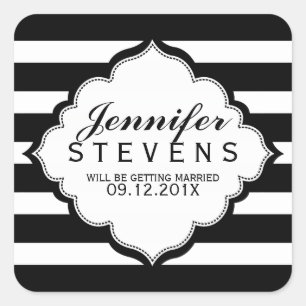 Sticker Mariage Motif à bandes noires et blanches