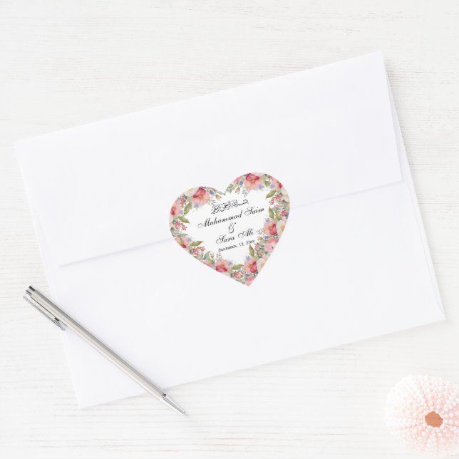 Sticker mariage musulman rose moderne (Enveloppe)