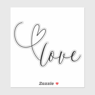 Sticker Mariage Noir Blanc Cœur Moderne Shower de Mariée 