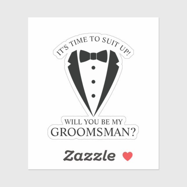 Sticker Mariage noir Tuxedo Suit Groomsman Proposition (Feuille)