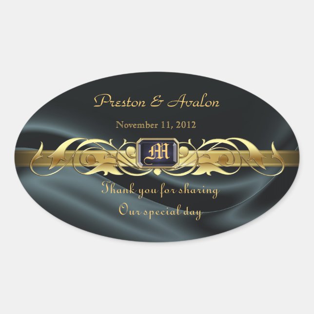 Sticker Mariage Ovale en soie noire (Devant)