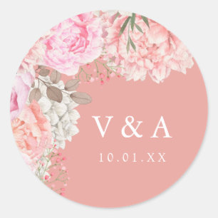 Sticker Mariage Peach Peony