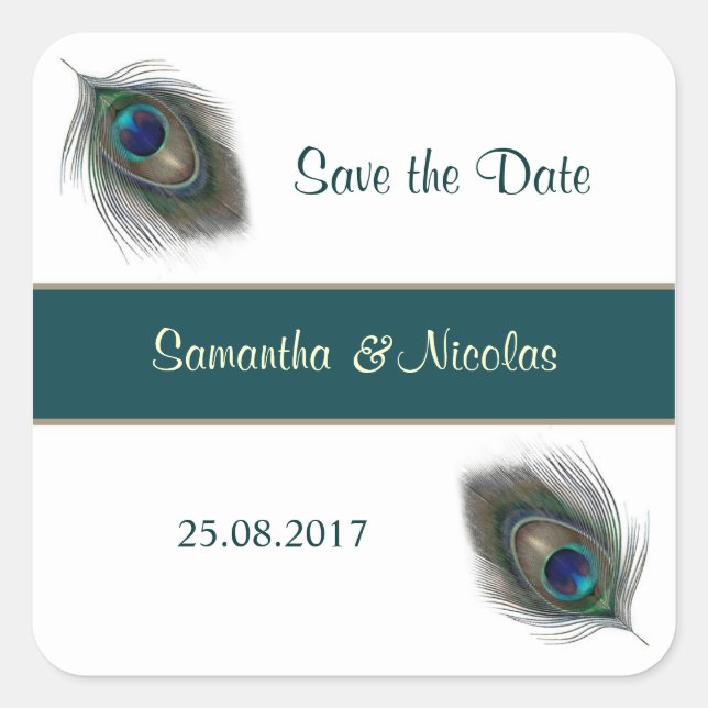 Sticker Mariage Peacok pour plumes Enregistrer la  (Devant)