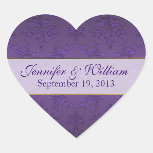 Sticker Mariage Personnalisé dans le coeur damassé