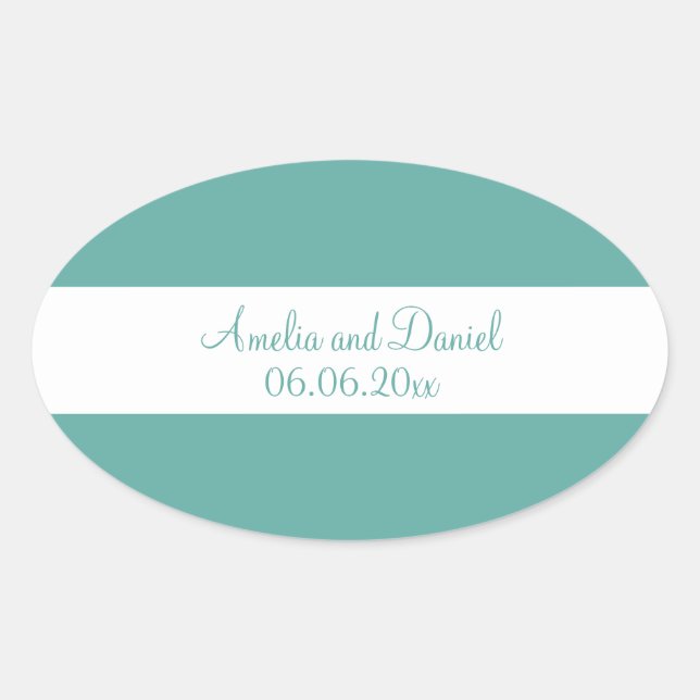 Sticker Mariage personnalisé turquoise et blanc (Devant)