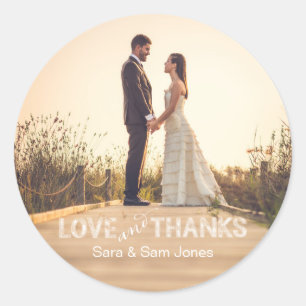 Sticker Mariage photo, l'amour et merci superposit