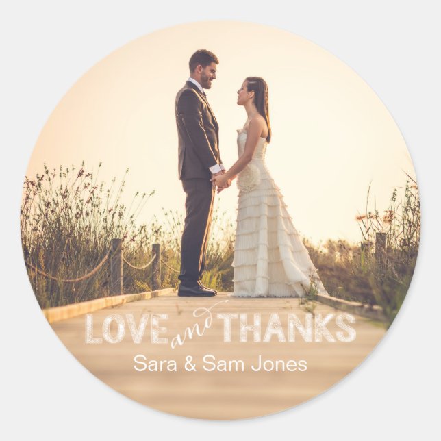 Sticker Mariage photo, l'amour et merci superposit (Devant)