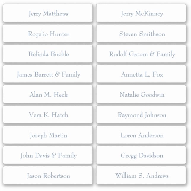 Sticker Mariage Place Card Nom de l'invité Numéro de table (Devant)