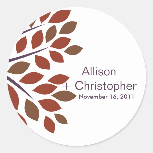 Sticker Mariage Plum Fall Tree moderne (Devant)