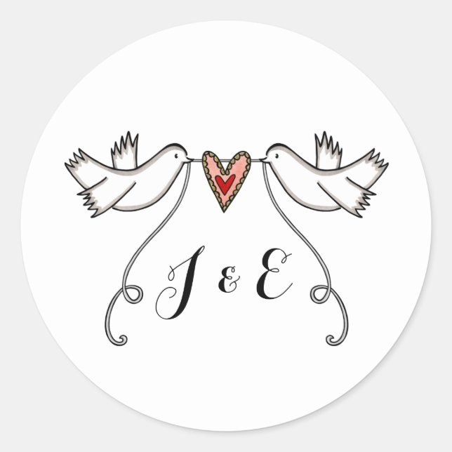 Sticker Mariage pour colombes blanches personnalis (Devant)