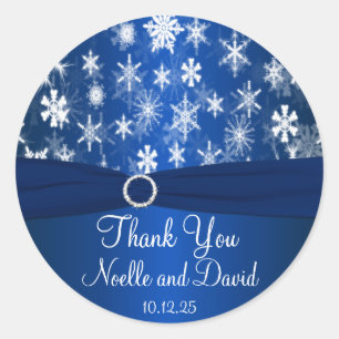 Sticker Mariage pour flocons de neige bleu et blan