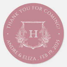 Sticker Mariage pour monogramme or Rose élégant