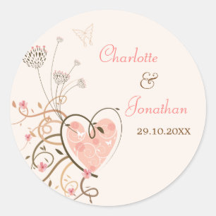 Sticker Mariage pour papillon rose doux