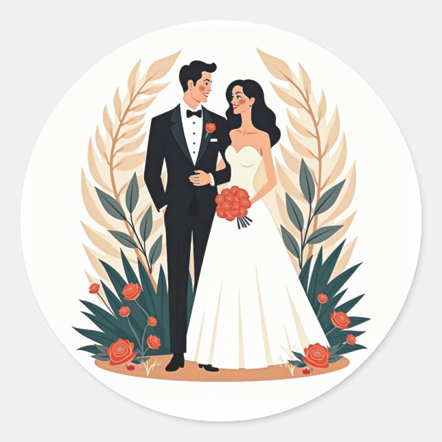 Sticker Mariage romantique en couple (Devant)