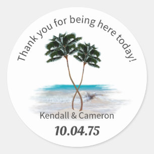 Sticker Mariage rond de palmiers tropicaux