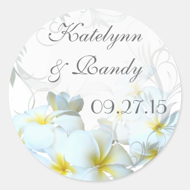 Sticker Mariage rond Plumeria (Devant)