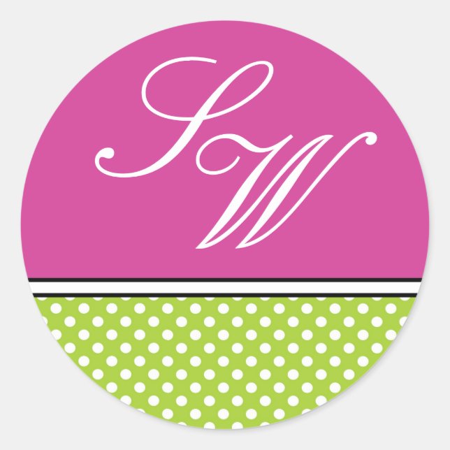 Sticker Mariage rose et point vert (Devant)