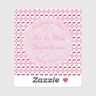 Sticker Mariage rose Printemps Cerisiers en fleurs et ceri
