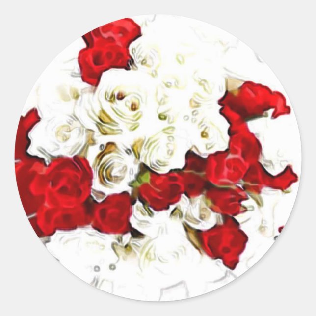 Sticker Mariage Roses Rouge et Blanc (Devant)