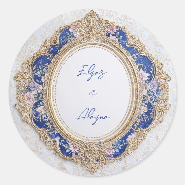 Sticker Mariage Royal ovale victorien Floral (Devant)