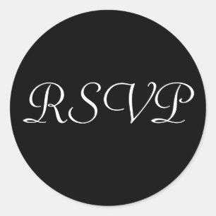 Sticker Mariage RSVP -Noir avec lettres blanches