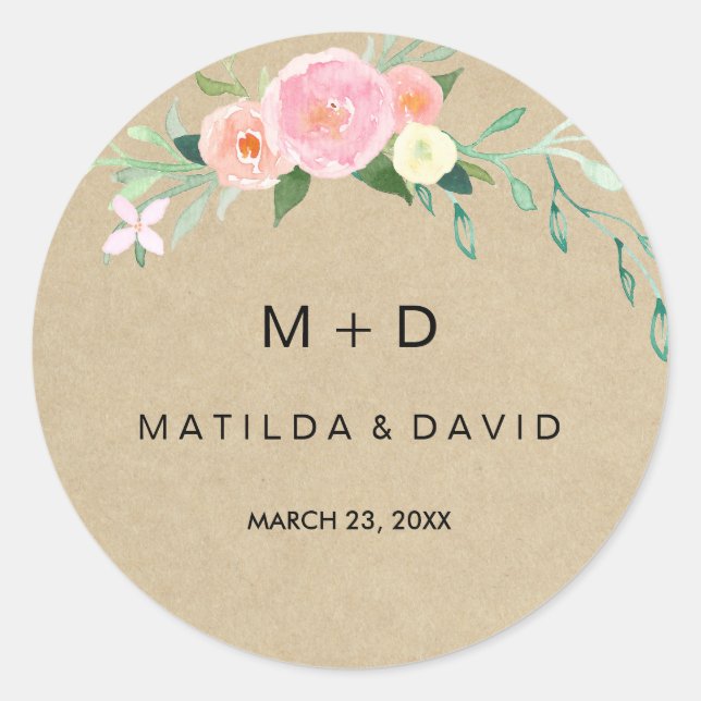 Sticker Mariage Rustique Boho Floral (Devant)